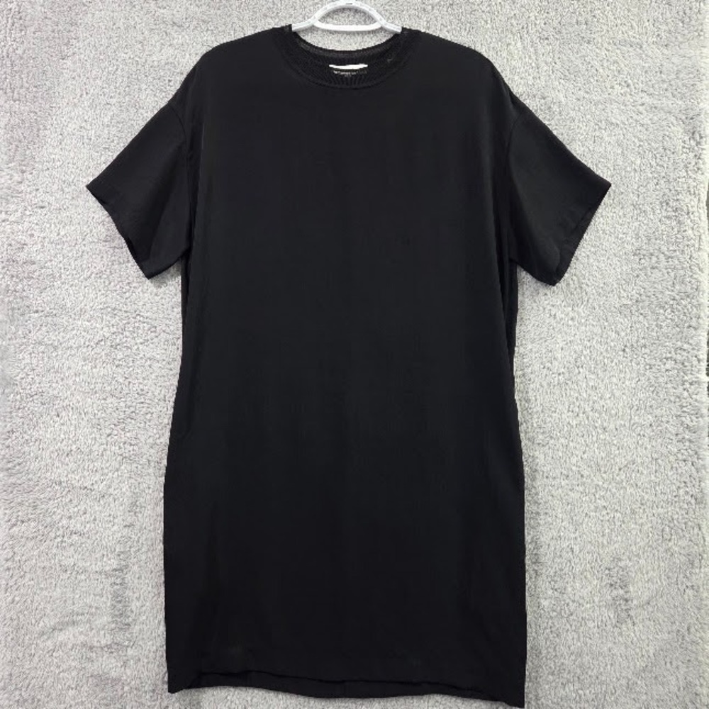 Vince T-Shirt Dress Womens XS Black Short Sleeve Crew Neck Minimalist LBD Modern